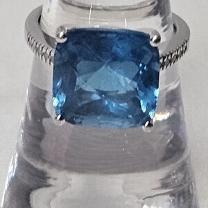14K White Gold London Blue Topaz Ring by Quality Craft Design Sz 6
